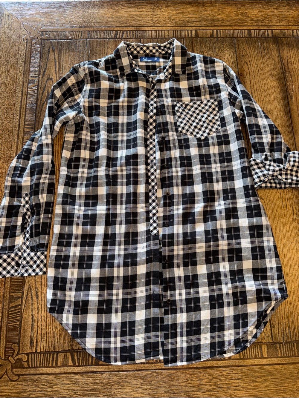 Fred Perry Black and White Plaid Button-Down Shirt 2011